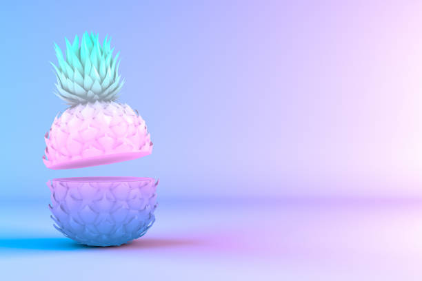 istock Tropical Pineapple gradient neon colors, minimal summer concept 1130722589