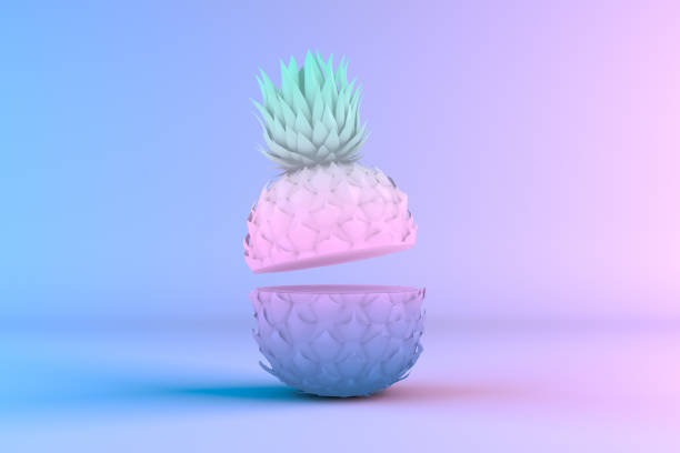 istock Tropical Pineapple gradient neon colors, minimal summer concept 1130722848