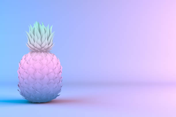 istock Tropical Pineapple gradient neon colors, minimal summer concept 1130723167