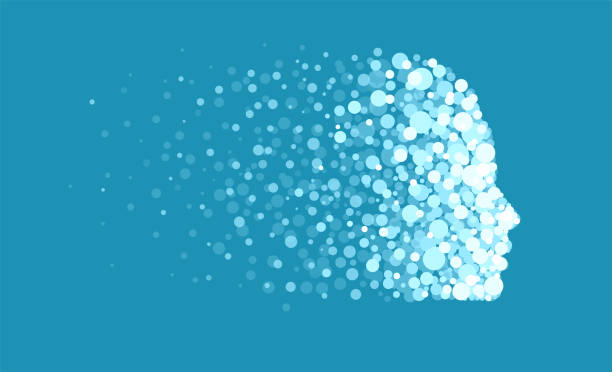 istock Vector of a human face made of digital particles 1130724048