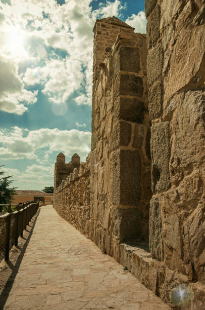 istock Pathway over old thick wall encircling the town of Avila 1130726080