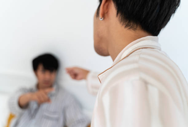 istock Gay couple having argument at home 1130726513