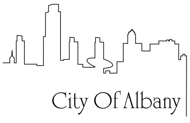 istock Albany city one line drawing abstract background with cityscape 1130726527