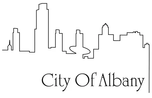 Vector illustration of Albany city one line drawing abstract background with cityscape