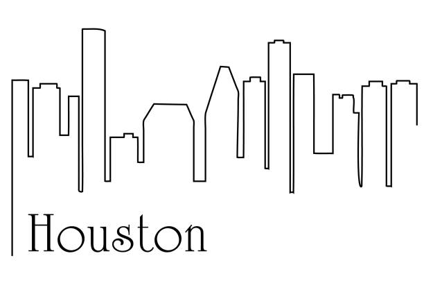 Houston Skyline Outline Backgrounds Illustrations, Royalty-Free Vector