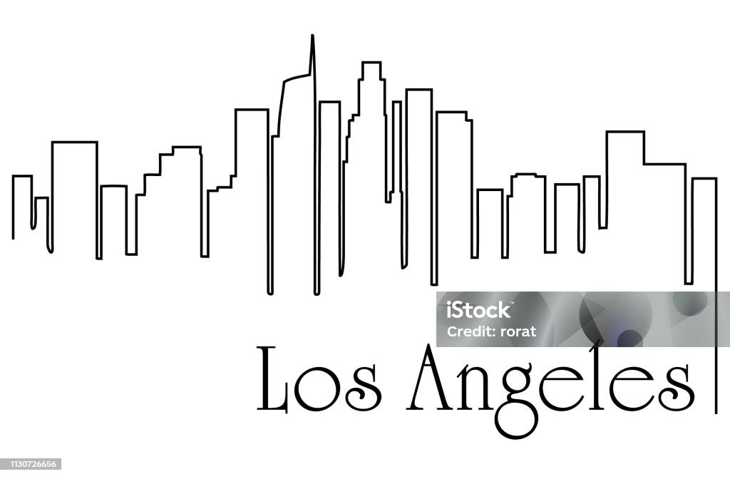 La ciudad de los Ángeles dibujo de la línea de fondo abstracto con paisaje urbano - arte vectorial de Los Ángeles libre de derechos