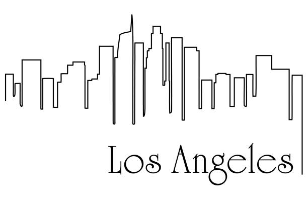 로스앤젤레스 도시 풍경으로 그리기 라인 추상적인 배경 - city of los angeles los angeles county downtown district cityscape stock illustrations