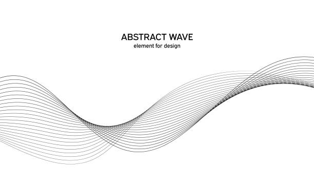 illustrazioni stock, clip art, cartoni animati e icone di tendenza di elemento onda astratto per il design. equalizzatore di tracce di frequenza digitale. sfondo artistico linea stilizzata. vettore. onda con linee create utilizzando lo strumento di fusione. linea ondulata curva, striscia liscia. - fare-la-fila