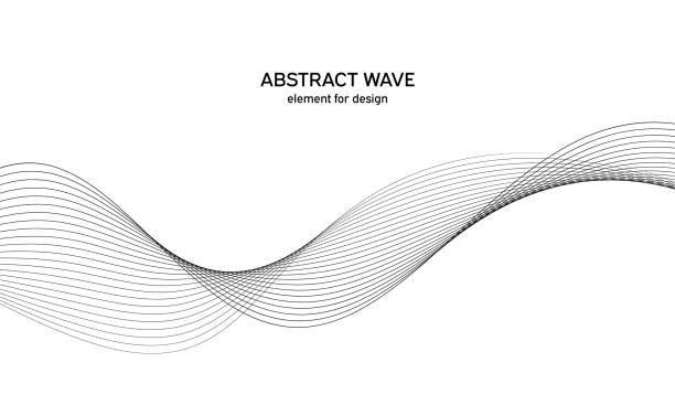 ilustrações, clipart, desenhos animados e ícones de elemento abstrato da onda para o projeto. equalizador da trilha da freqüência de digitas. linha estilizado fundo da arte. vetor. onda com linhas criadas usando a ferramenta de mistura. linha ondulada curvada, listra lisa. - electrical equipment technology elegance computer