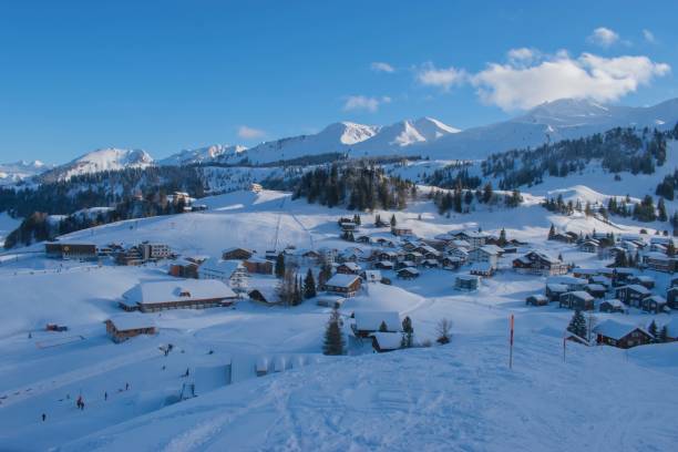istock Swiss mountain peak after snowfall with panoramic view of Stoos 1130729602