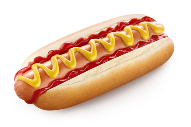 hot dog sur blanc - hot dog photos et images de collection