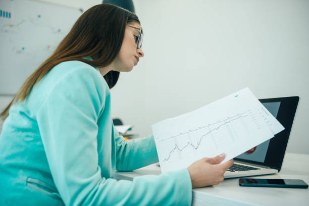 istock Beautiful business woman doing work 1130738066