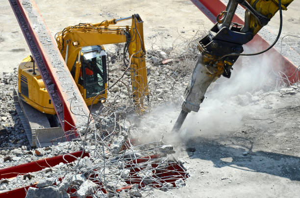 Demolition work with a compressed air hammer stock photo