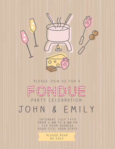fondue party einladung design-vorlage - spurt stock-grafiken, -clipart, -cartoons und -symbole