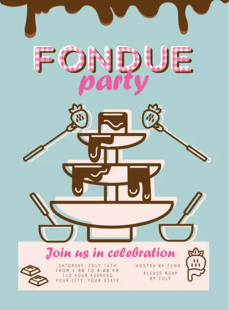 Vector illustration of Fondue Party Invitation design template