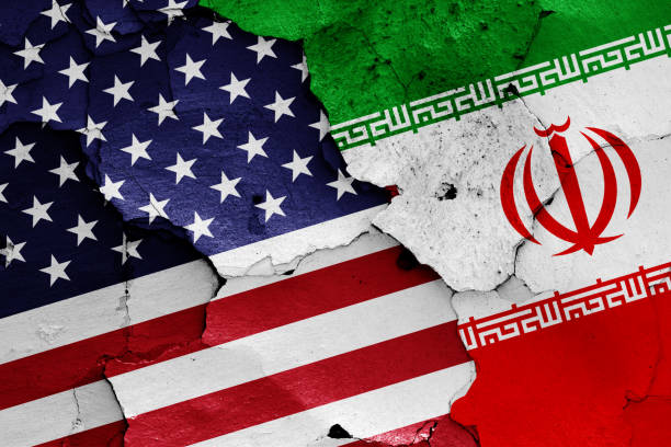 bandiere di usa e iran - iran foto e immagini stock