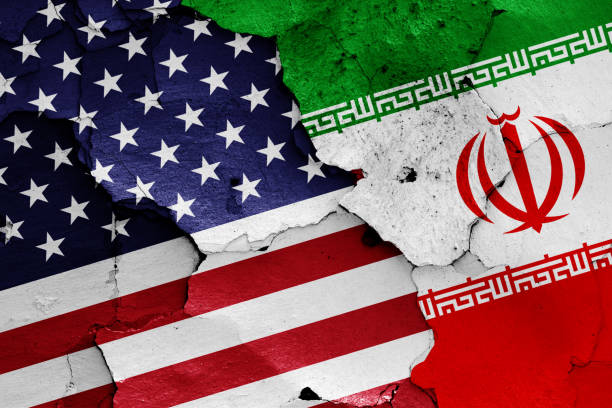 アメリカとイランの国旗 - iranian flag ストックフォトと画像