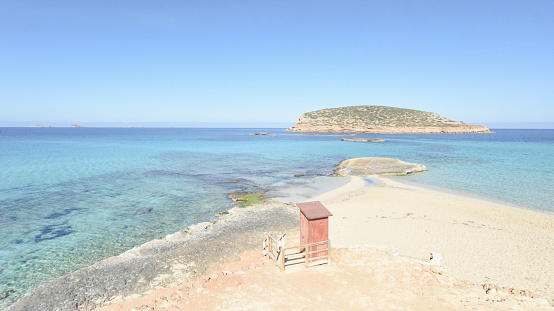 Panoramic view of Agathi Beach from Feraklos Castle