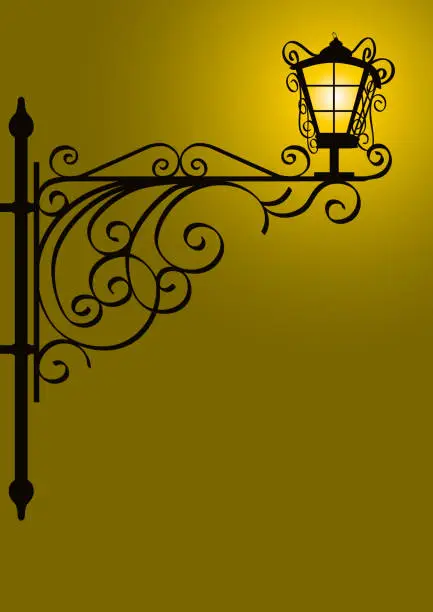 Vector illustration of Old Street Lamp Wall Lantern