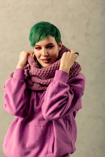 istock Nice attractive young woman wearing warm clothes 1130748333