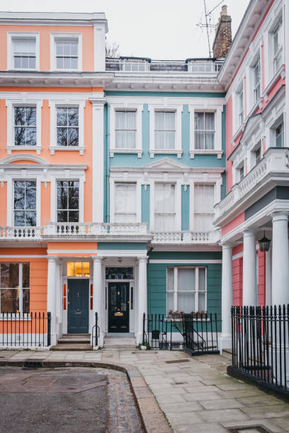 istock Pastel coloured houses in London, UK. 1130749241
