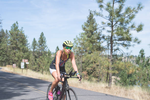istock Female triathlete doing cycling stage 1130750838