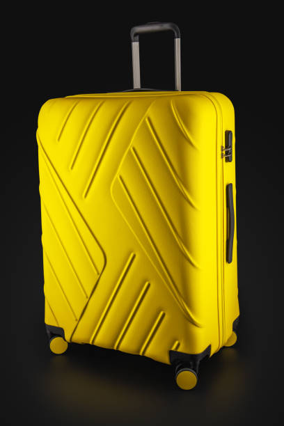 istock Yellow suitcase with luggage for flight isolated, clipping path 1130750875