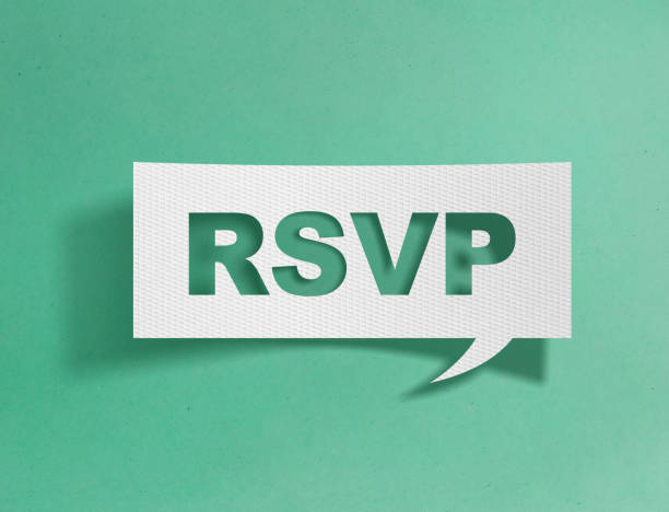 Speech bubble with rsvp message stock photo