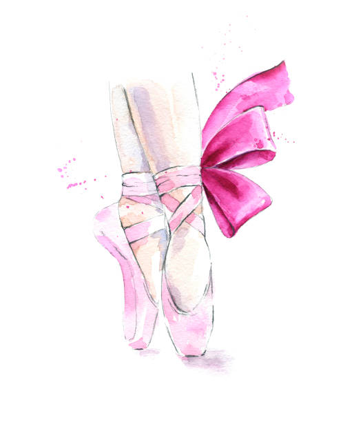 иллюстрация балетной обуви - ballet people dancing human foot stock illustrations