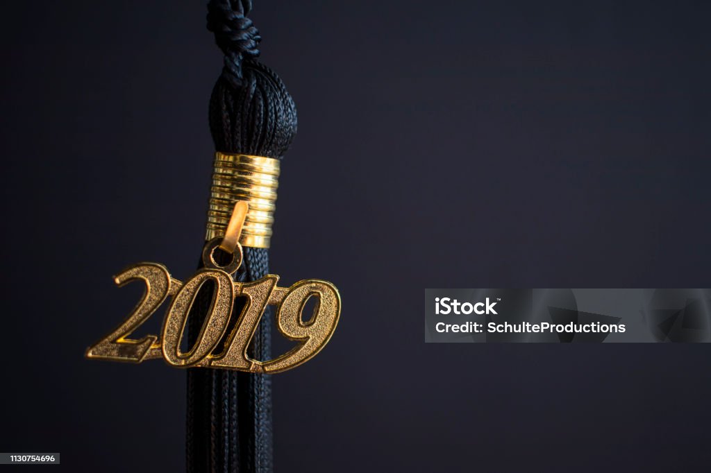 2019 Graduation Tassel 2019 Graduation tassel on black background. Graduation Stock Photo