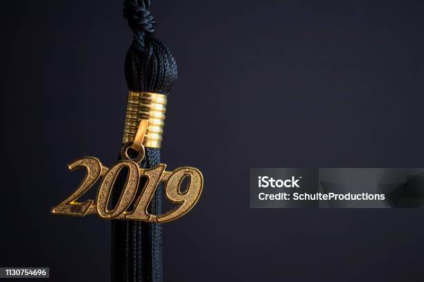 2019 Graduation Tassel Stock Photo - Download Image Now - Graduation, Backgrounds, Black Background