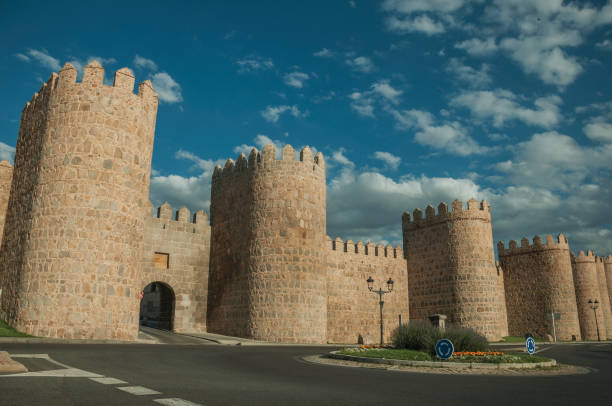 istock Roundabout in front gateway and large wall encircling Avila 1130754749