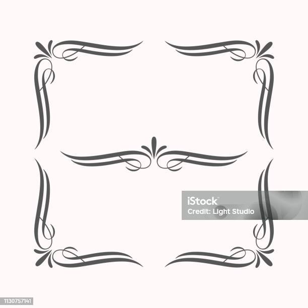 Calligraphic Border Elements Stock Illustration - Download Image Now - Antique, Art, Art And Craft