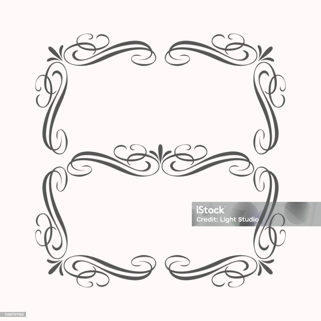 Calligraphic Border Elements decorative calligraphic elements border corner style classic elegant look and luxury feel Antique stock vector