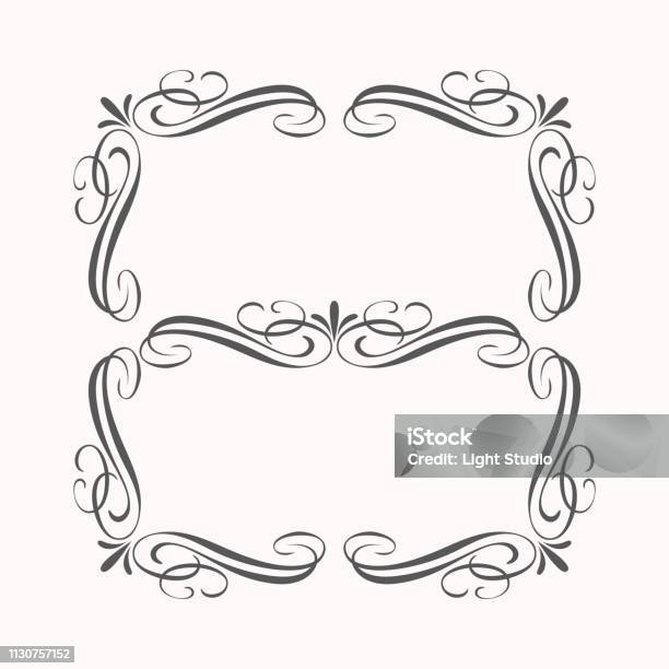 Calligraphic Border Elements Stock Illustration - Download Image Now - Antique, Art, Art And Craft