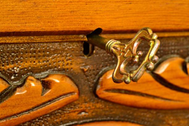 Wooden safes and keys Ceviz, Anahtar, Kilit, Demir, Duvar Resmi kompozisyon stock pictures, royalty-free photos & images