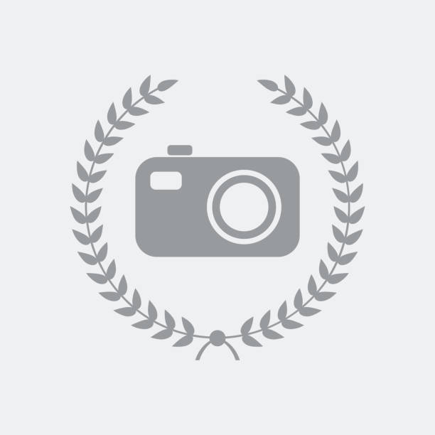 Photography award flat icon Flat and isolated vector illustration icon with minimal and modern design competition photos stock illustrations