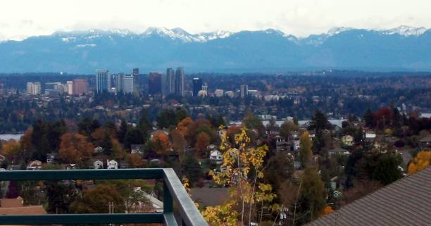 istock Autumn rooftop view of the Cascade mountains 1130763182