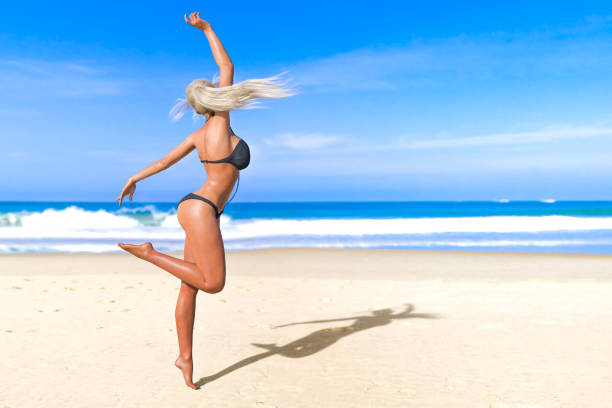istock Woman swimsuit on beach. 1130764154