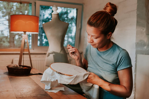 istock Professional dressmaker, designer making a costume at atelier 1130765237