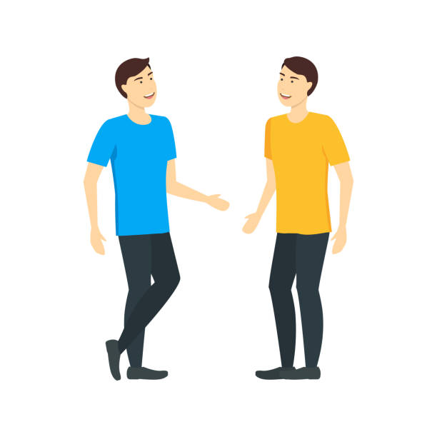 Cartoon Character Man Talking To A Friend Vector Stock Illustration -  Download Image Now - Two People, Discussion, Talking - iStock