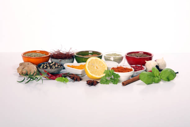 istock Spices and herbs on table. Food and cuisine ingredients. 1130768435