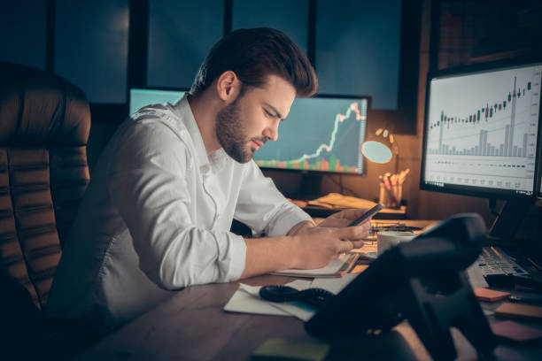 istock Perfect business man sit on work place and chatting 1130771170