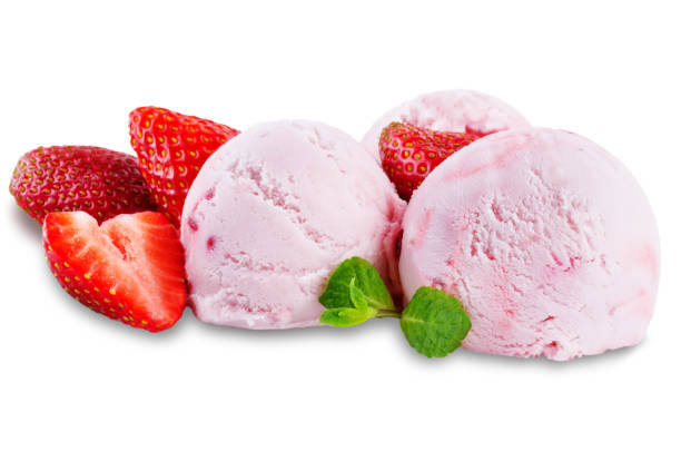 istock Strawberry ice cream on a white background 1130771382