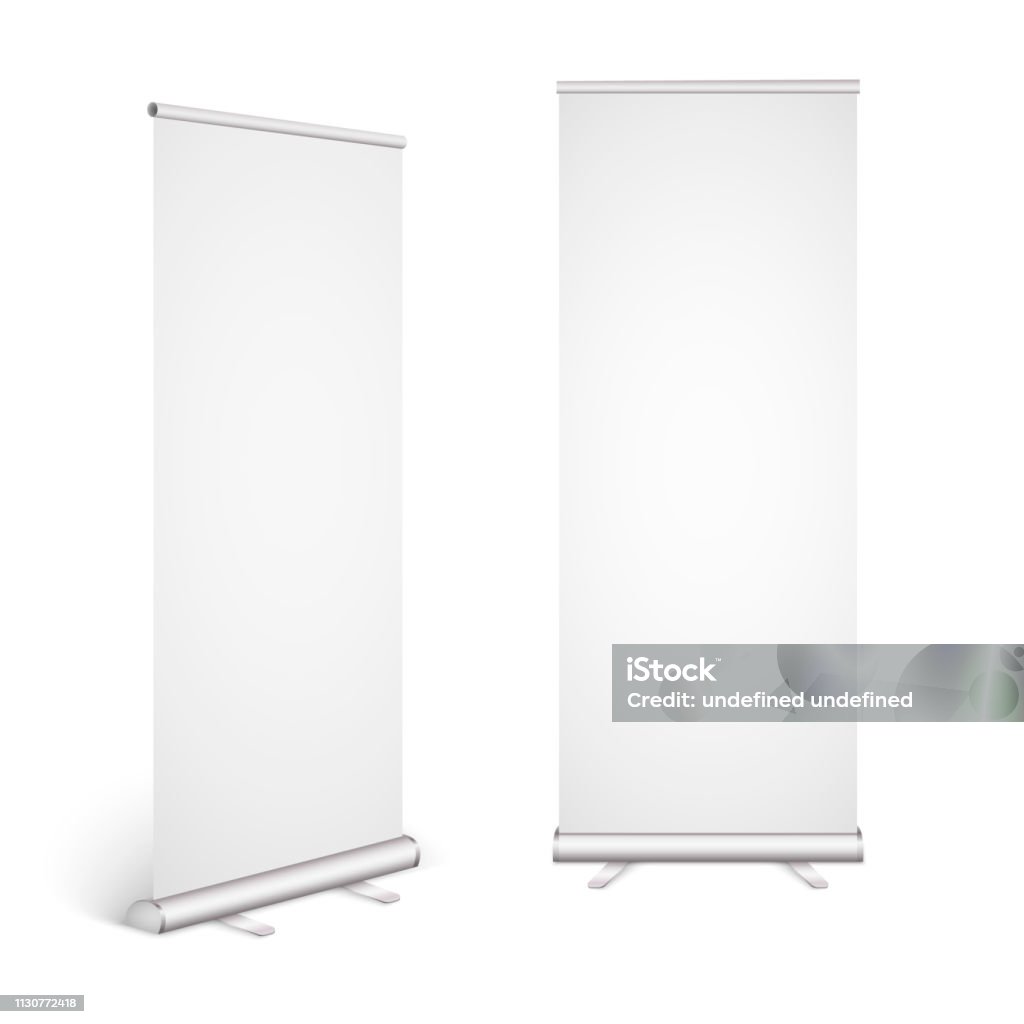 Roll up banner isolated on white background. Eps10 vector. Roll up banner isolated on white background. Eps10 vector. Vector illustration. Banner - Sign stock vector