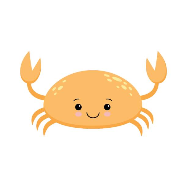 Cute Cartoon Crab Isolated On White Background Kawaii Crab In Flat Style  Stock Illustration - Download Image Now - iStock