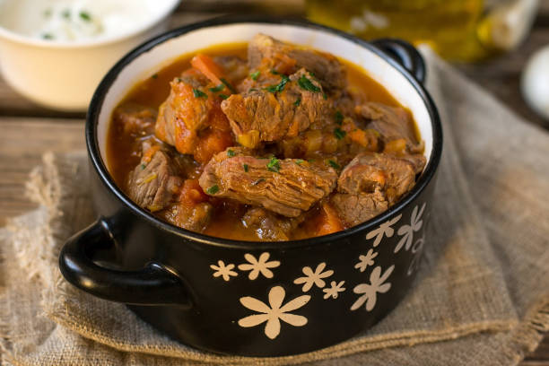 istock Beef stew goulash style in tomato sauce with vegetables 1130781886