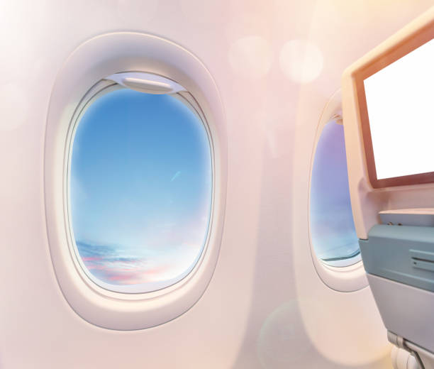 istock Beautiful sunset with cloudy sky from the airplane window. 1130782330