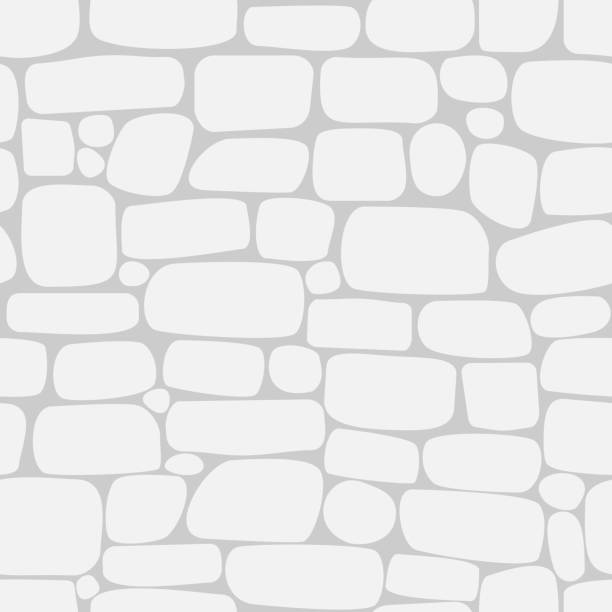 ilustraciones, imágenes clip art, dibujos animados e iconos de stock de patrón sin costuras con piedras blancas. muro de ladrillos - cobblestone