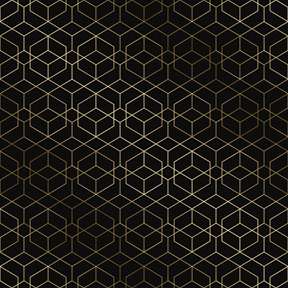 Vector art deco geometric pattern - seamless luxury gold gradient design. Rich endless ornamental background.
